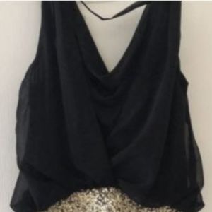Francesca's Black and Gold Sparkly Cocktail Dress